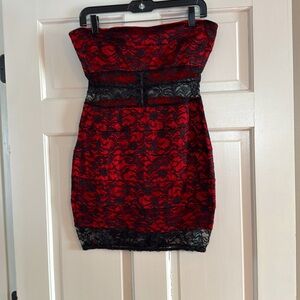 New strapless lace mini dress